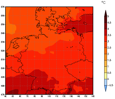 Gebietsmittel dieses Klimalaufs: +3°C