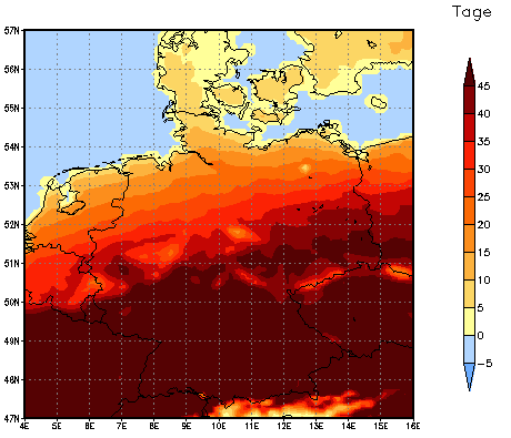Gebietsmittel dieses Klimalaufs: +33 Tage