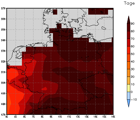 Gebietsmittel dieses Klimalaufs: +103 Tage
